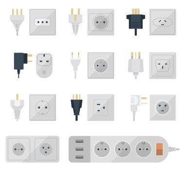 Elektrik prizi fişler illüstrasyon vektör.