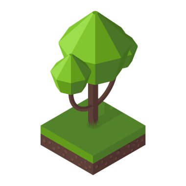 İzometrik ağaç vektör çizim.