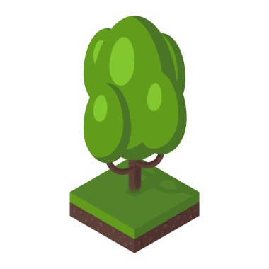 İzometrik ağaç vektör çizim.