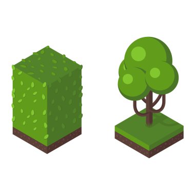 İzometrik ağaç vektör çizim.