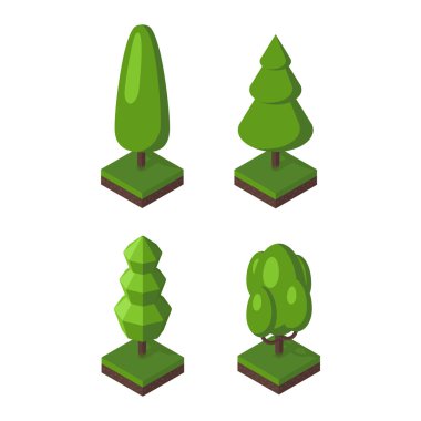 İzometrik ağaç vektör çizim.