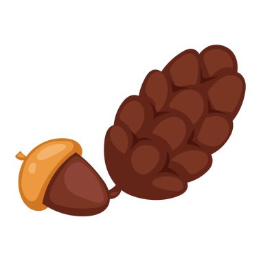 Kuru meşe palamutları düz vektör çizim.