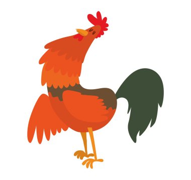 Sevimli çizgi horoz vektör çizim