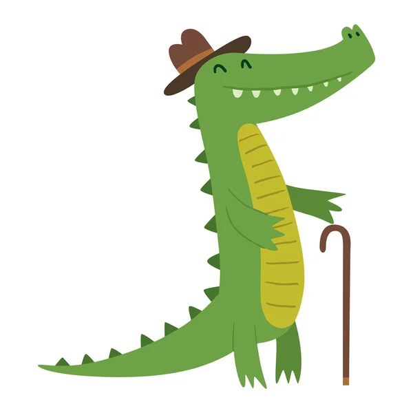 Cute crocodile character vector — Stock Vector