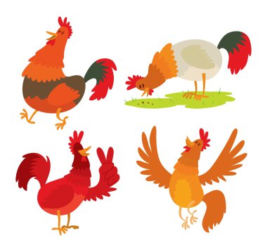 Sevimli çizgi horoz vektör çizim