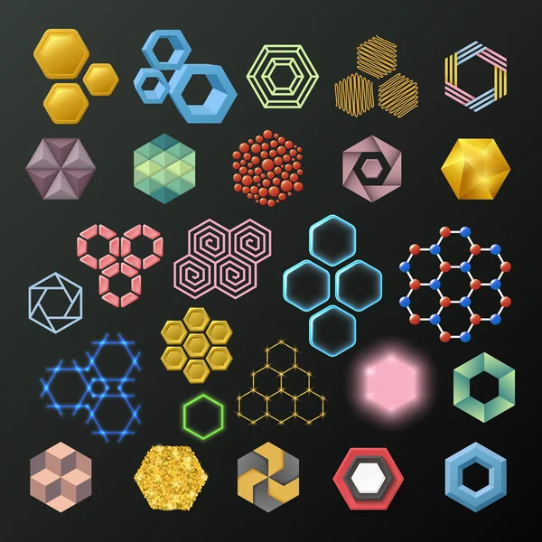 Different honeycombs vector set. — Stock Vector