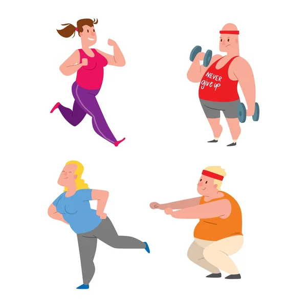 Kövér embereket fitness edzőteremben vektor — Stock Vector