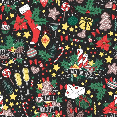 Noel Dikişsiz desen vektör.