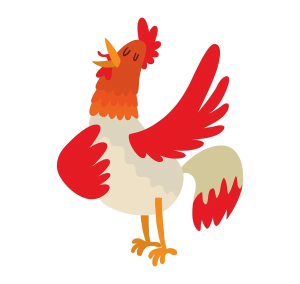 Cute cartoon rooster vector illustration — Stock Vector