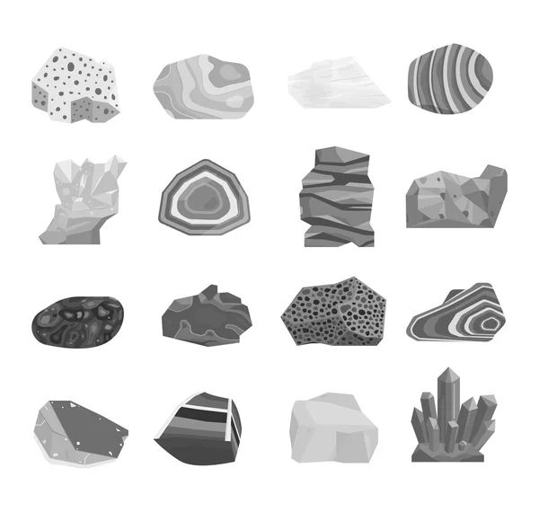 Conjunto de vectores de piedra mineral . — Vector de stock