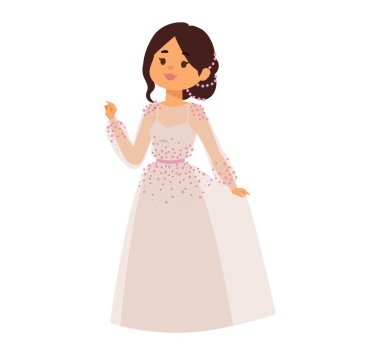 Düğün Gelin kız karakter vektör