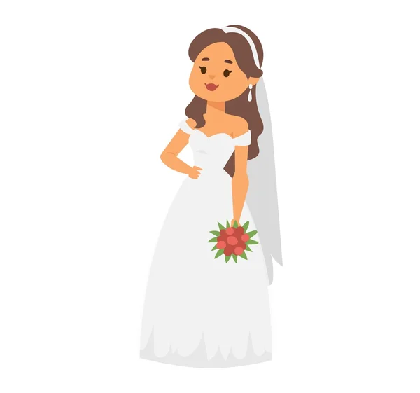 Wedding bride girl character vector — Stock Vector