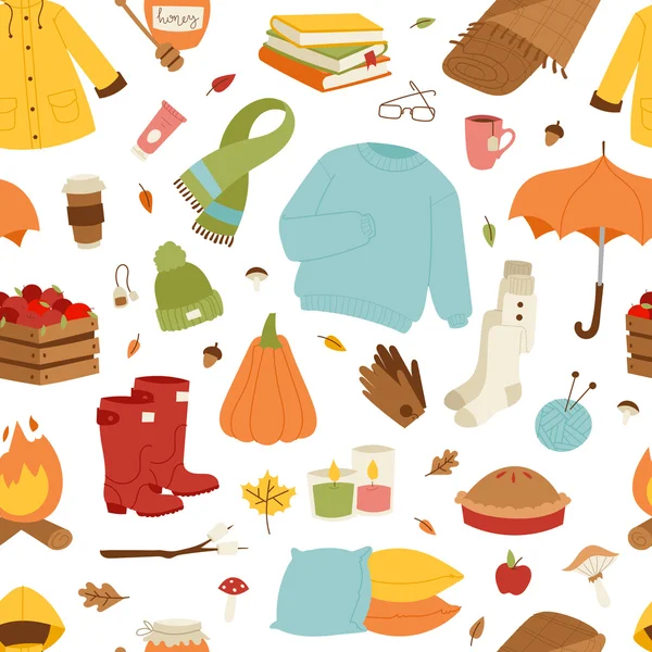Collection of autumn items — Stock Vector