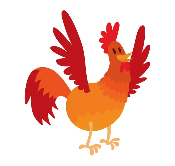 Lindo dibujo animado gallo vector ilustración — Vector de stock