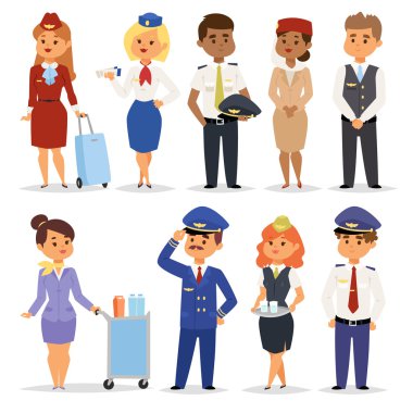 Vektör çizim Pilotlar uçuş görevlileri.