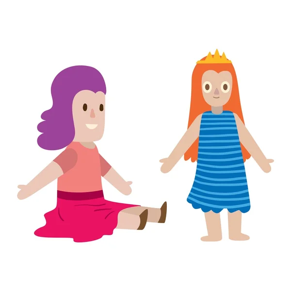 Puppe Mädchen Spielzeug Vektor Charakter — Stockvektor