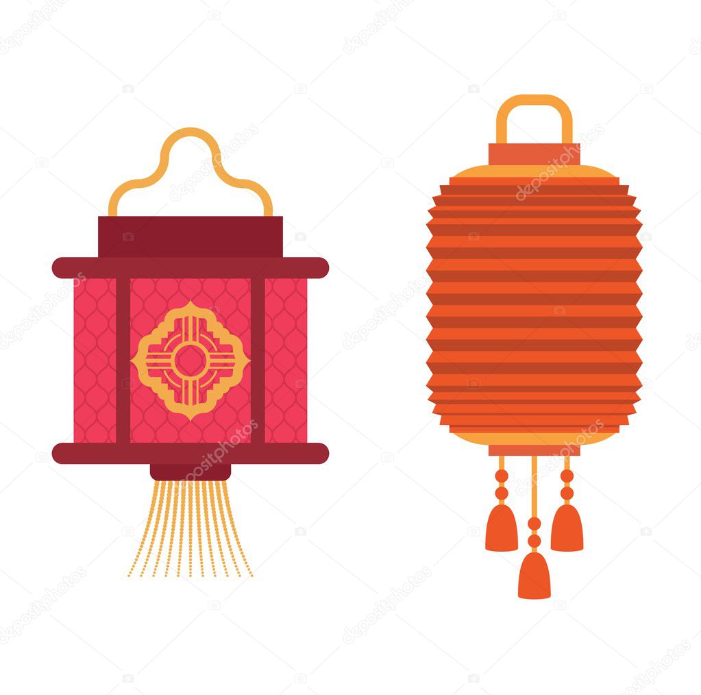 Chinese lantern vector illustration.