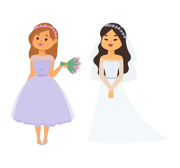 Casamento noiva menina personagem vetor —  Vetores de Stock