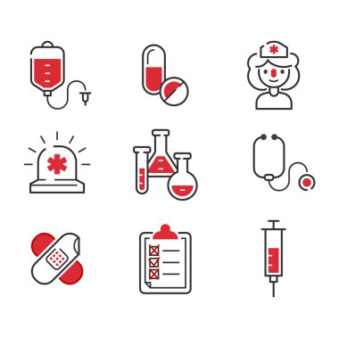 tıbbi simge kümesi vektör.