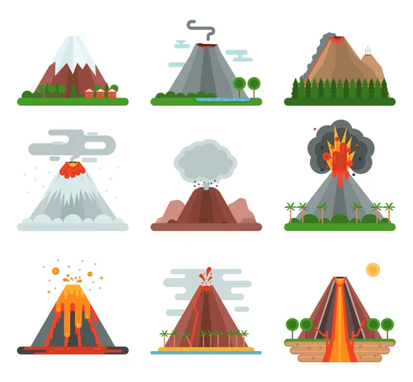 Ilustración del vector del volcán . — Archivo Imágenes Vectoriales