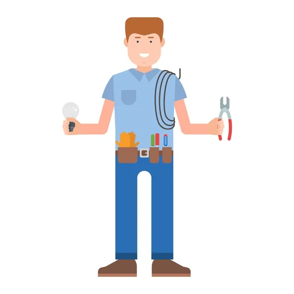 Worker man vector character. — Stock Vector