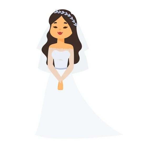 Casamento noiva menina personagem vetor — Vetor de Stock