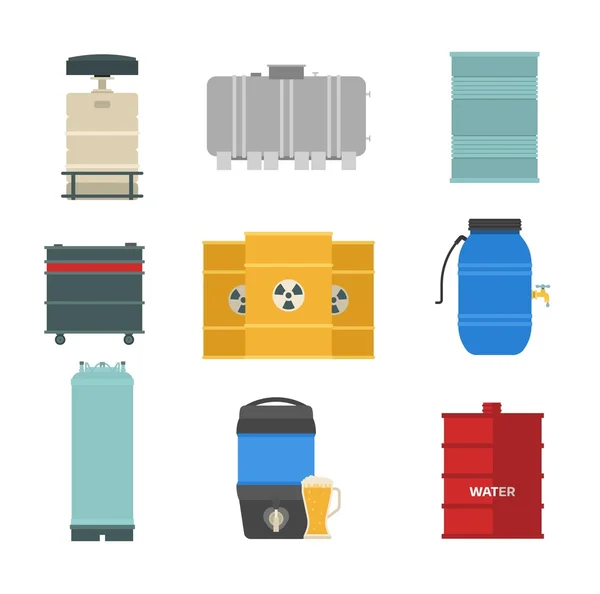 Barrel capacity tanks vector set. — Stock Vector