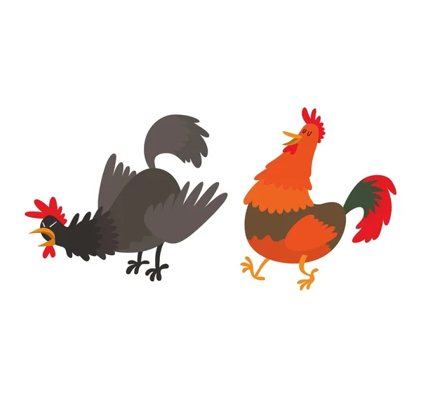 Lindo dibujo animado gallo vector ilustración — Archivo Imágenes Vectoriales