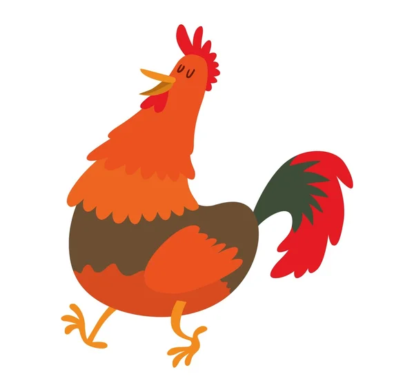 Lindo dibujo animado gallo vector ilustración — Vector de stock
