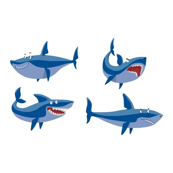 Jeu de caractères de requin vecteur . — Image vectorielle