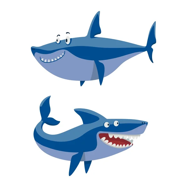 Jeu de caractères de requin vecteur . — Image vectorielle