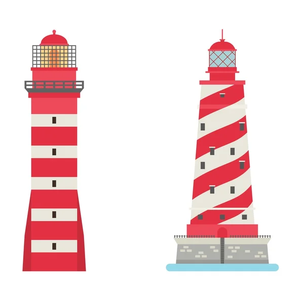 Vector set of cartoon flat lighthouses. — Stock Vector