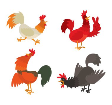 Sevimli çizgi horoz vektör çizim