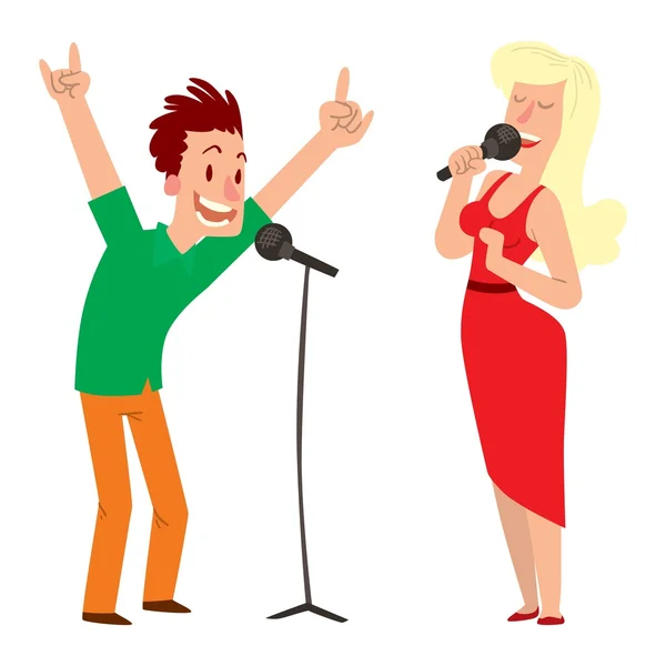 Cantando personajes vectoriales — Vector de stock