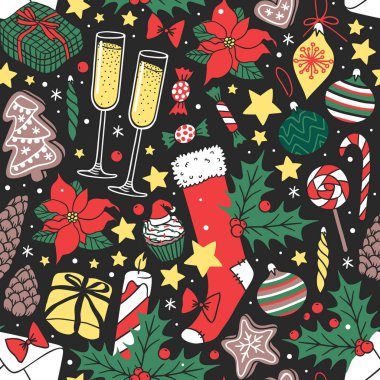 Noel Dikişsiz desen vektör.