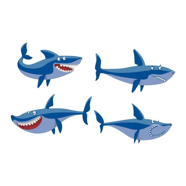 Conjunto de caracteres de tubarão vetor . —  Vetores de Stock
