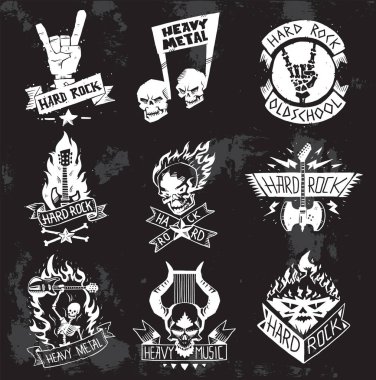 Heavy Metal rock badges vector set. clipart