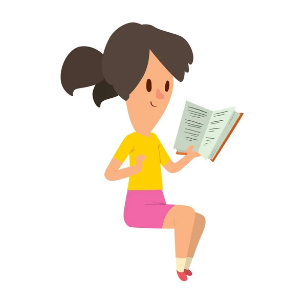 Girl reading book vector. — Stock Vector