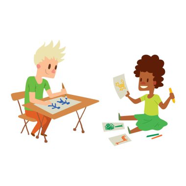 Sanatçı çocuk çocuk karakter vektör