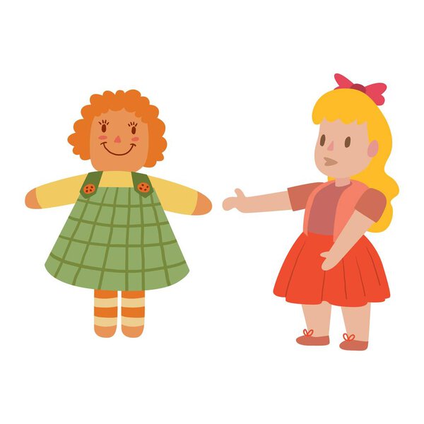 Doll girl toy vector character