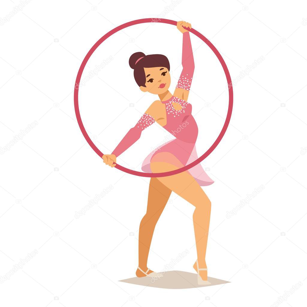 Vinilo Pixerstick Icono de la chica practicando gimnasia rítmica con aro 