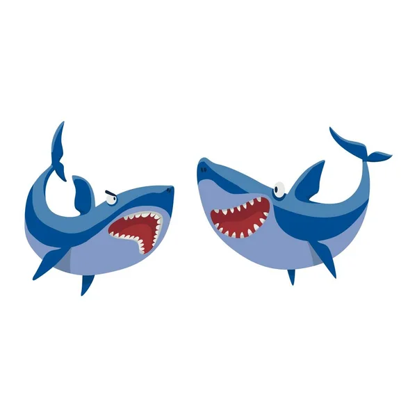 Conjunto de caracteres de tubarão vetor . —  Vetores de Stock