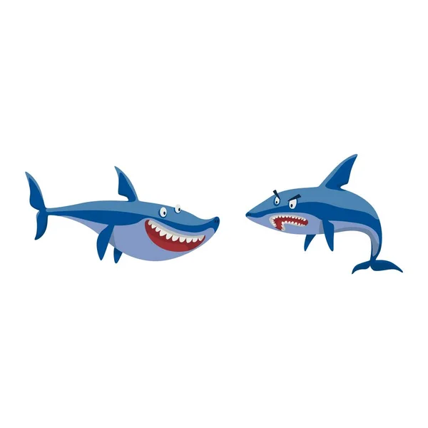 Jeu de caractères de requin vecteur . — Image vectorielle