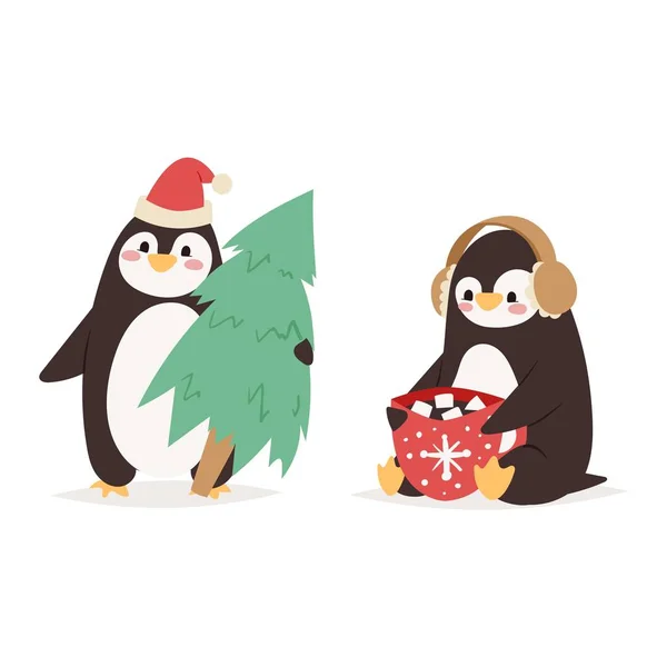 Pingvin vektoros karakterek beállítása — Stock Vector