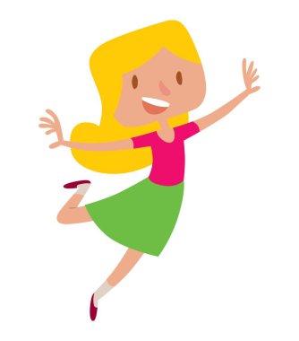 Mutlu atlama kız vektör.