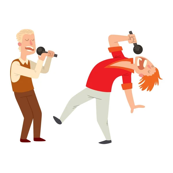 Cantando personajes vectoriales — Vector de stock