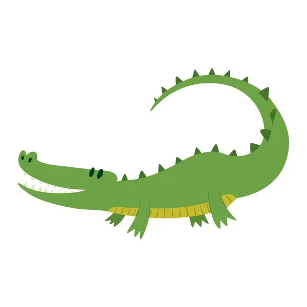 Mignon vecteur de caractères crocodile — Image vectorielle