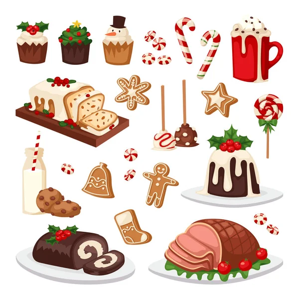 Christmas food vector set. — Stock Vector