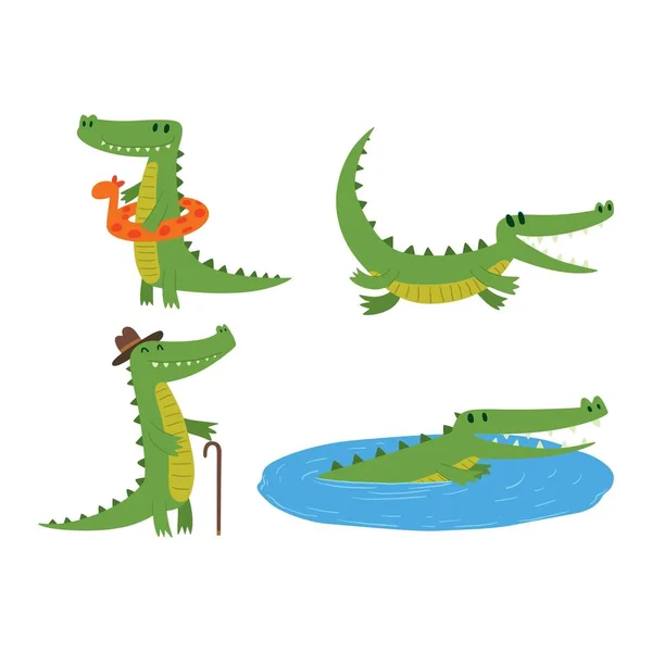 Cute crocodile character vector — Stock Vector