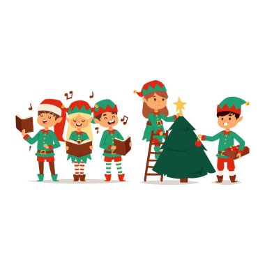 Noel Baba çizgi film elf yardımcıları çocuklar